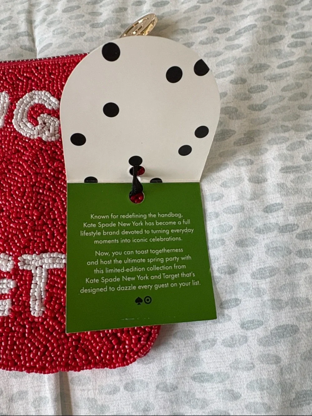 Going to Target Red Beaded Wristlet Pouch Kate Spade x Target NWT - Picture 4 of 6